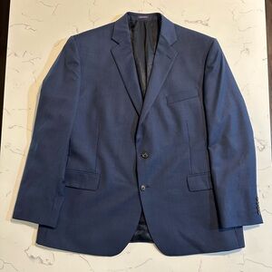 Stafford Blue Suit Jacket Wool Blend Classic Fit Travel 50 Regular